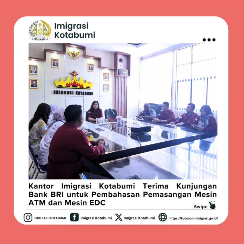 Kantor Imigrasi Kelas II Non TPI Kotabumi menerima kunjungan dari pihak Bank BRI