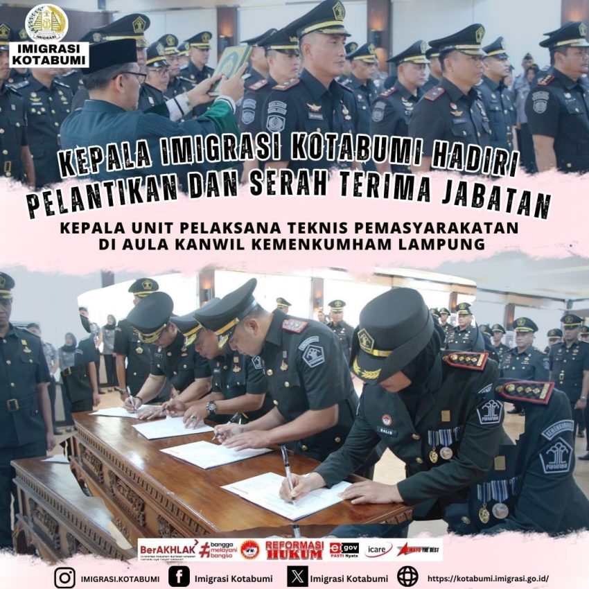 Kepala Imigrasi Kotabumi Hadiri Pelantikan & Serah Terima Jabatan  Kepala Unit Pelaksana Teknis Pemasyarakatan