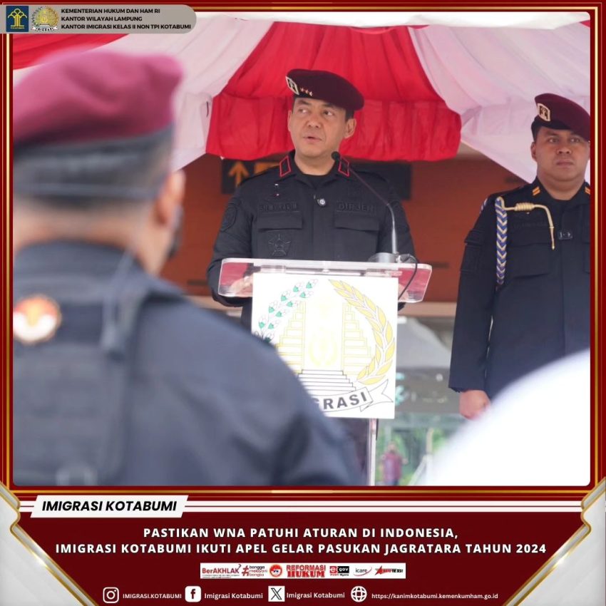 Pastikan WNA Patuhi Aturan di Indonesia, Imigrasi Kotabumi Ikuti Apel Gelar Pasukan Jagratara Tahun 2024