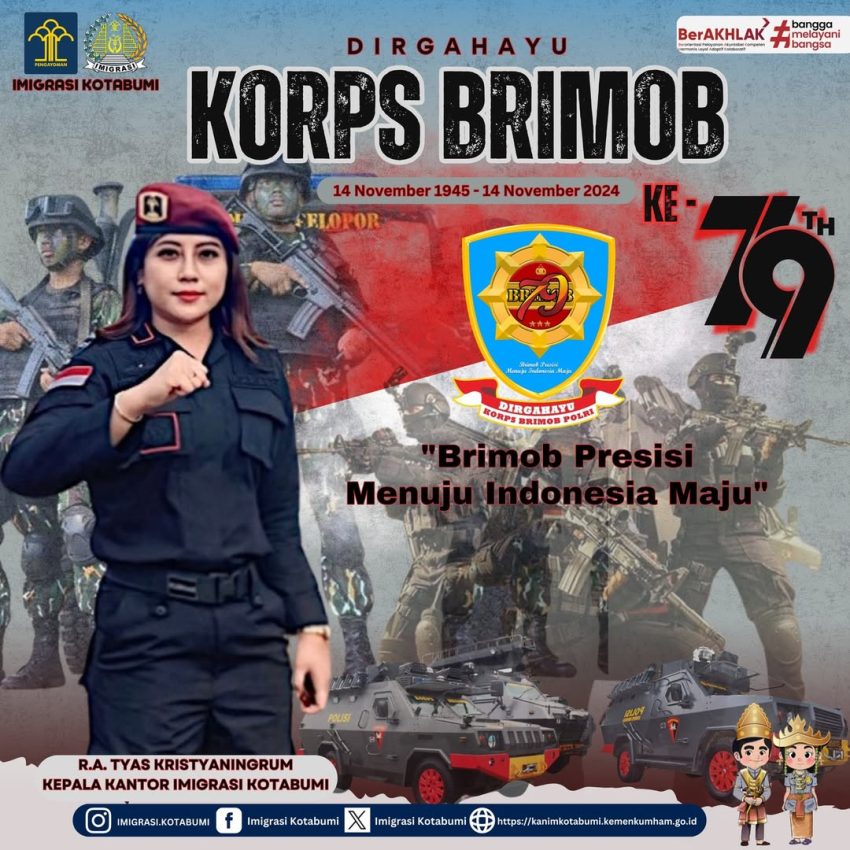 Seluruh jajaran Kantor Imigrasi Kelas II Non TPI Kotabumi mengucapkan Dirgahayu ke-79 Korps Brimob Polri.
