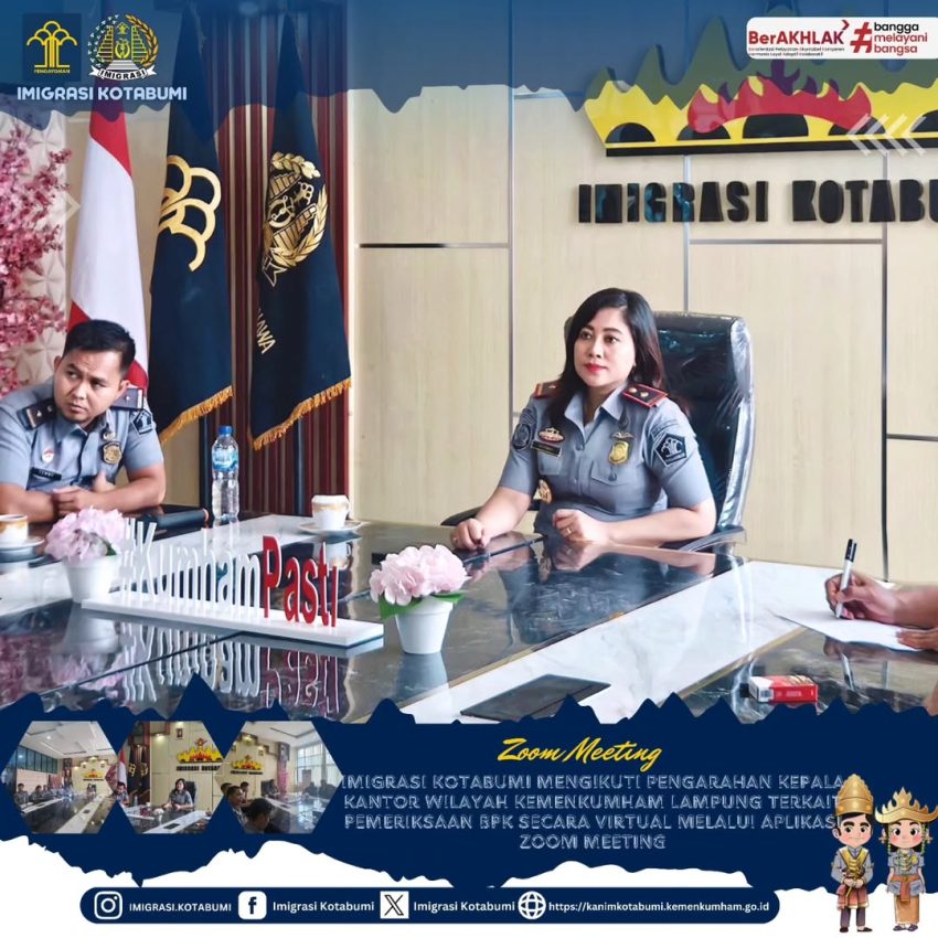 Imigrasi Kotabumi mengikuti pengarahan Kepala Kantor Wilayah Kemenkumham Lampung terkait Pemeriksaan BPK secara virtual melalui aplikasi zoom meeting