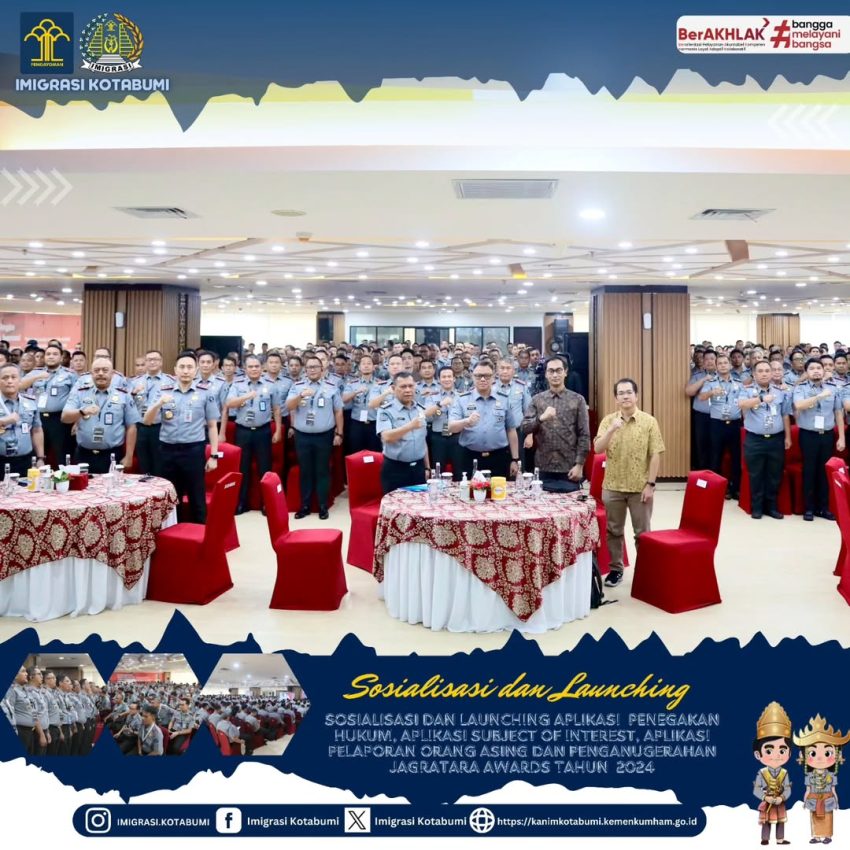 Imigrasi Kotabumi Hadiri Sosialisasi dan Launching Aplikasi Penegakan Hukum serta Penganugerahan Jagratara Awards 2024