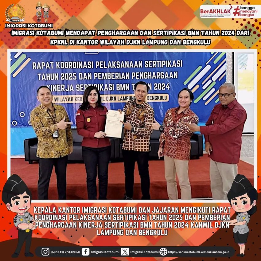 Bikin Bangga, Kepala Imigrasi Kotabumi Raih Penghargaan dan Sertipikasi dari Kanwil DJKN Lampung dan Bengkulu